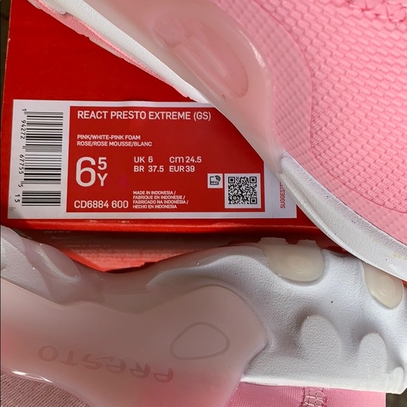 NIKE REACT PRESTO EXTREME GS PINK/WHITE-PINK FOAM - Picture 6 of 16